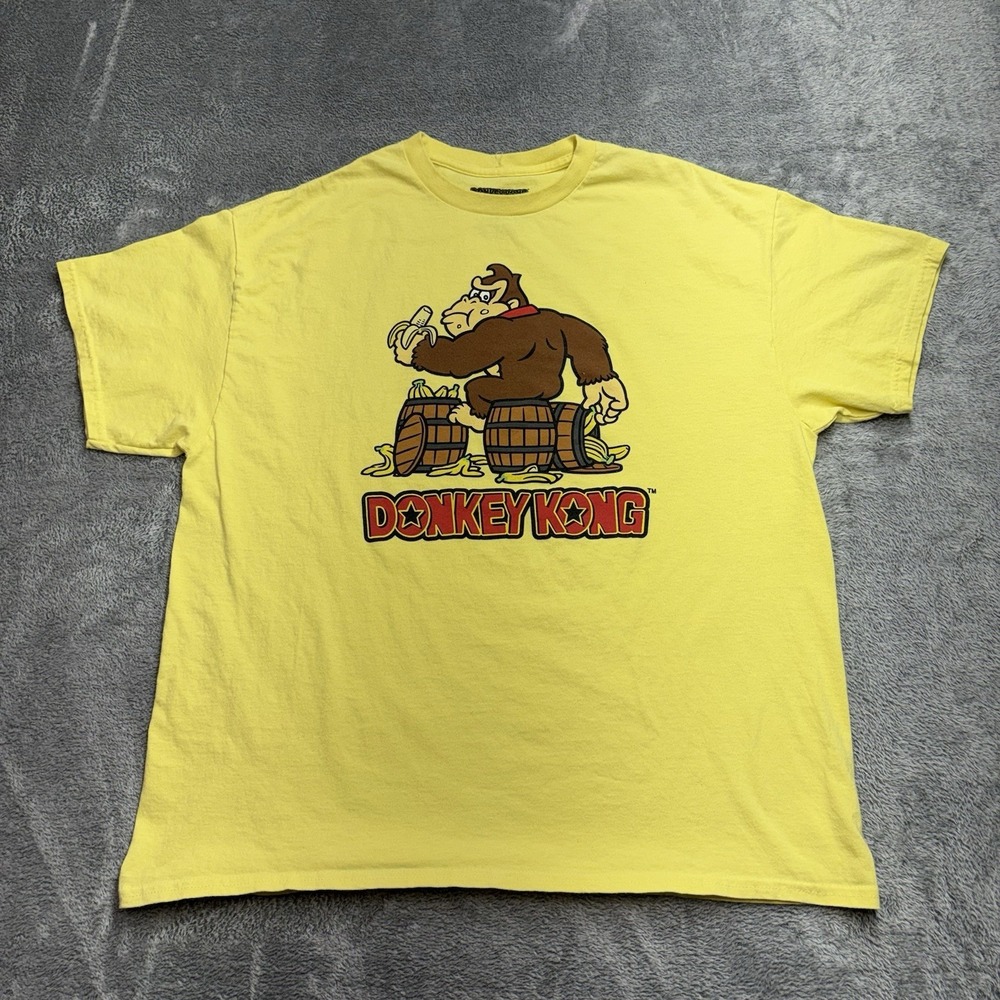 Donkey Kong Eating‎ Banana Graphic T-Shirt Men's Size XL Yellow Nintendo--C81